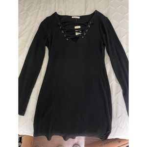 Black lace up dress